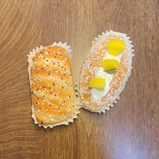 超軟仿真冰箱貼 仿真食物磁吸貼 喫貨磁吸冰箱裝飾 麪包大號磁吸貼 3D立體擺件 防撞食物擺件, 磁吸(黑白芝麻+芒果麪包)兩個