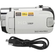 D90 1080P 16메가픽셀 디지털 카메라 2.4인치 회전 화면 캠코더 16배율 줌 HD 비디오 레코더 필 라이트 포함 핑크, Silver