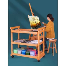 이동식 화구 트롤리 캐리어 카트 정리 화방 수납함 붓, 1개