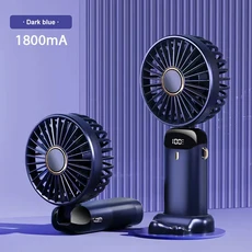 휴대용 미니 선풍기 3000mAh 접이식 목걸이형 5단계 속도 조절 USB 충전 팬 거치대 LED 디스플레이 화면 포