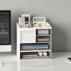 MK리빙 메모기능 올인원 책상 꾸미기 정리함 미니서랍 데스크 오거나이저, 1개, 올인원+서랍형