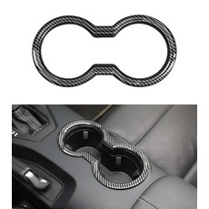 자동차 워터 컵 홀더 프레임 장식 2024 포드 머스탱과 호환 탄소 섬유 룩 센터 콘솔 워터 컵 홀더 커버 트림 내부 액세서리(컵 홀더 프레임), 자동차 워터 컵 홀더 프레임 장식, 2024 포드 머스, 1개