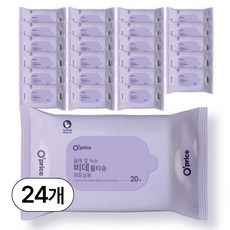 오프라이스 물에 잘 녹는 안심 비데물티슈 (화장실용), 24개, 20매, 60g