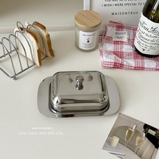 브랜드없음 보관함 직사각 버터디쉬 유제품 보관 주방 용기, 기본 구성품, 1개, 실버