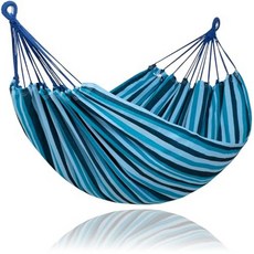SUNCREAT Hammocks Outdoor Camping Double Hammock 2 Person Backyard Navy113541, 블루 스트라이프