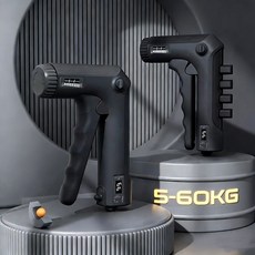 2in1 카운터 손 악력기 남성용 5-60kg 조절 가능 전완근&손가락 운동, 1개, 블랙
