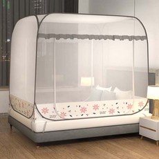 Sorpci 모기장 원터치모기장 양문형 원터치 침대 텐트 사각모기장, 핑크