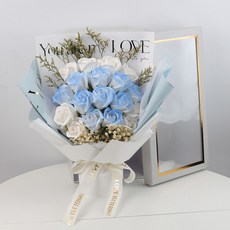 GIFTME5 玫瑰花束 浪漫居家裝飾, LOVE18朵碎冰藍+提袋