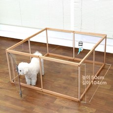 강아지 투명창 실내외 펜스 원목 대형 애견 아치형 문형, 1개, 8단 대형 문형 50cm