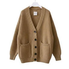 메리앤유 데일리 도톰 루즈핏 니트 가디건 포켓 빅사이즈 아우터