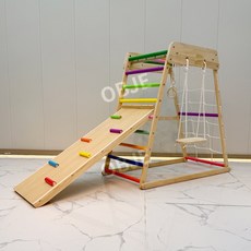 원목 유아 놀이기구 그네 세트 미끄럼틀 정글짐 실내놀이터 가정용, B