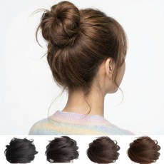 IFNA 똥머리 가발 밴드 풍성한 로우번 부분가발, 진갈색, 1개