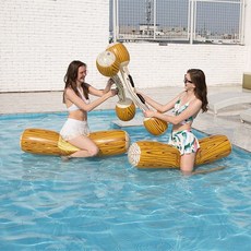 可開發票水上玩具新款遊泳池遊戲對對碰水上充氣浮排浮床成人泳池椅沙髮 造型水上漂浮坐騎 遊泳 戲水 玩水 座騎 浮闆 浮排, 1個, 對對碰一套兩對裝（配打氣筒）