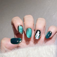 界線之舞 純手工美甲穿戴甲 指甲貼片, 1個, BNP143橢圓-M碼-長約1.9CM