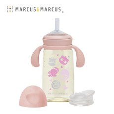 MARCUS&MARCUS PPSU 2合1訓練水杯 300ml, 粉, 1個