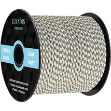 루야딘 파라코드 240파운드 - 직경 2mm 유틸리티 코드 3 가닥 낙하산 스풀 100피트 200피트 캠핑 하이킹 낚시 야외 및 DIY용, Grey White Camo, 100 ft, 1개