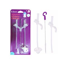 澳洲 b.box 升級版防漏學習水杯替換吸管2入+清潔刷, 1個