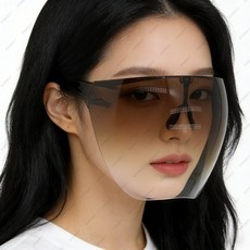 gouwa-989 풀페이스 투명 보호 실드 비말 방지 김 방지 안개 방지 방진 방연 페이스 가리개, 1개, 브라운