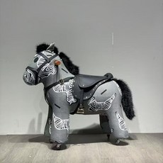 말띠 이동식 동물 의자 편안한 거실 장난감, 그레이 베이스 화이트, 1개