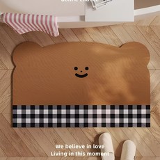 귀여운 아기 동물 스타일 욕실 발매트 규조토 미끄럼 방지 속건 화장실발매트, 1개, 다크브라운
