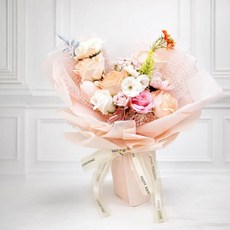 제이하이 프리미엄 파스텔 선물용 비누꽃다발+쇼핑백+카드+LED등 포함, 1개, 핑크