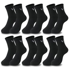 발렌티노크리스티 면95% 바닥 도톰한 러닝 조깅 이중 쿠션 스포츠양말 중목 6켤레, 블랙, 1개