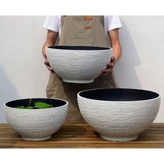 대형 수반 화분 어항 옹기 도자기 조경 연못 수경 쿼츠화이트 소형 35x높이 18cm 플라스틱 구멍 없는 바닥, 쿼츠화이트 소형 받침대 포함