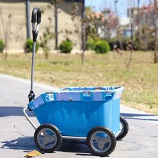 寵物四輪小拉車玩具置物車玩具車過家家推拉車出遊推車, 淺藍色+購物籃子, 1個