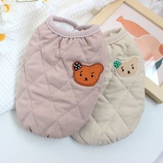 강아지의류 강아지옷 곰돌이 누빔조끼 689000AA (1EA), 브라운