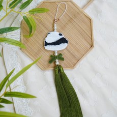流蘇掛件 吊墜 古風原創旗袍壓襟熊貓超仙刺繡漢服兒童淘氣禁步隨身流蘇掛件配飾