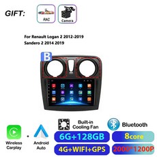 르노 로건 2 산데로 2012-2019용 안드로이드 17 카 라디오 멀티미디어 비디오 플레이어 2딘 GPS 네비게이션 스테레오 DVD 카플레이, 6G-128G C