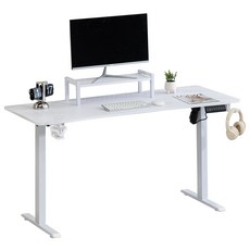 SAMMU 전기 높이 조절 책상 높이 기억 기능 가정용/사무용 스탠딩 컴퓨터 책상, 흰색-1200*600