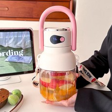 新款便攜榨汁杯小型智能家用無線電動榨果汁機大容量水杯噸噸杯子, 500mL, 櫻花粉+一杯雙蓋