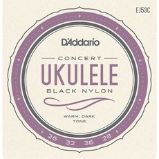 D'addario EJ53C 烏克麗麗弦 黑色尼龍弦 23吋專用 音色溫暖深沉 手感舒適耐用, 1個