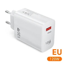 호환120W USB 고속 충전기 타입 C 케이블 포함 샤오미 아이폰용 퀵 차지 전원 어댑터, 02 White EU