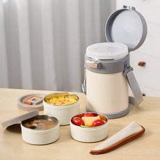 스피세프 대용량 분리형 보온도시락 전자레인지 도시락, 1개, 황백색