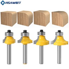 4종 트리머라운드비트 6mm트리머비트 코너 라운드, 1세트