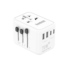 Soodatek 氮化鎵70W多國轉換旅行插座 快速充電, 1個, White