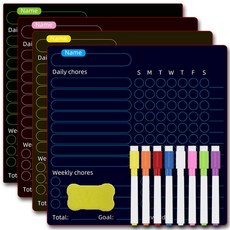 검은 달력 지울 수있는 월간 일정 자기 건조 닦아 냉장고 스티커 메시지 보드 부드러운 자석, 8개 스틱 4장