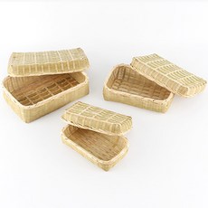 대나무 도시락 직사각 석작 한과바구니 대나무함 한과상자 폐백 떡바구니 명절 1, 소 (가로17cm), 1개