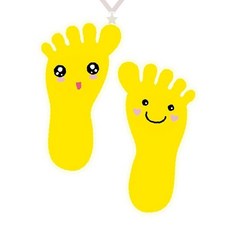 유아 놀이방 바닥 발자국 유도 스티커 노란색 손가락 표정 귀여운 작은 발모양, 1개