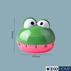 ZOO HOME 機械計時器 可愛造型廚房定時器, 1個, 綠色小蛙｜機械式動物計時器, 綠色