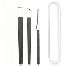 3개 프리미엄 스테인레스 스틸 풋 케어 세트 - 네일 청소 및 트리밍을 위한 날카롭고 부드러운 블레이드 무, 02 3pcs(Black)