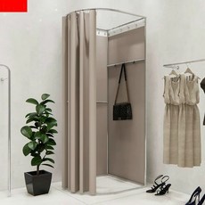 간이 탈의실 이동식 코너 x 실버 피팅룸 옷가게 사진관, 80 x 80x200 상단 없음+웜베이지