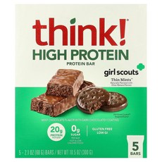 씽크씬 Think (띵크 ) 하이 프로틴 바 초콜릿 민트 바 5개 개당 60g(2.1oz)