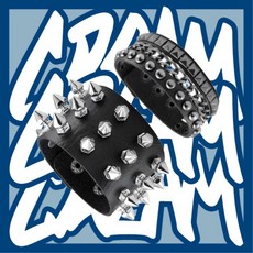 CREAM LAB THOMEBOYDONTKILL 同款龐克鉚釘手環 油漬搖滾 PUNK Y2K, 1個, 單手 兩條