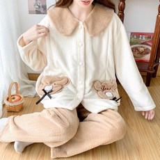 추동 350g 초두꺼운 보온털 항모제모 임산부 잠옷 산모 수유 산후조리