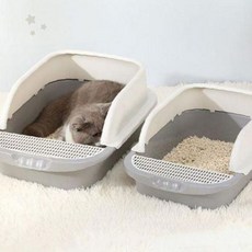 반려묘 실내 배변 트레이 오픈형 위생 화장실 통풍 구조 모래 비산 최소화 청결, 1개, 상세페이지 참조