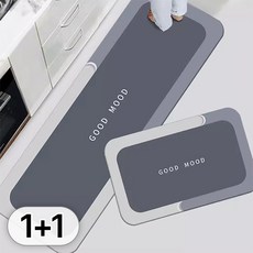 투데이리빙 2종 세트 빨아쓰는 규조토 주방 발매트 모던 인테리어 현관 거실 화장실 욕실 물흡수 미끄럼방지 발판 매트, 2개