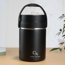 燜燒壺 便攜 溫飯盒 旅行戶外不銹鋼真空燜燒壺 保溫桶飯盒 燜燒杯 超長燜粥保溫杯子, 黑色800ml, 1個